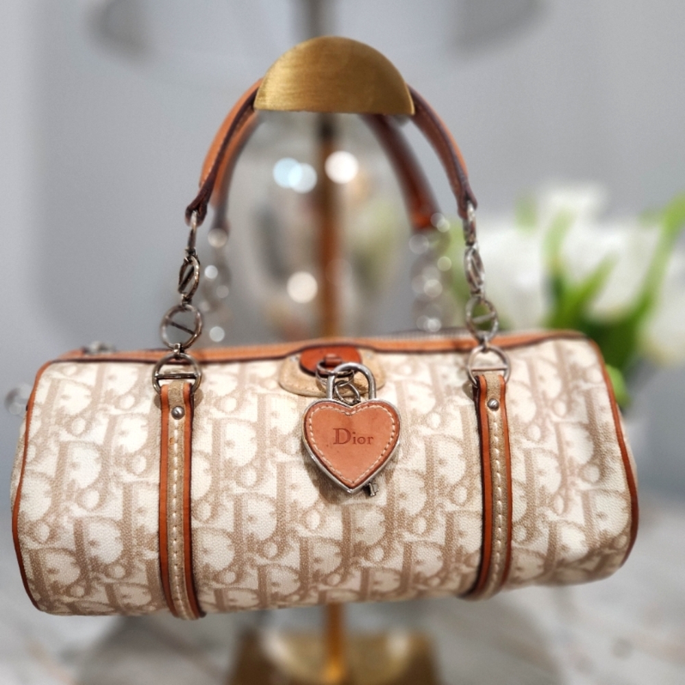 Christian Dior Romantique Cream and Tan Mini Papillon Bag